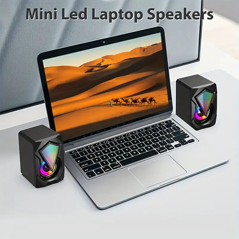 RGB Desktop Speakers – Plug & Play USB Powered Wired PC Speakers with Colorful Breathing Light