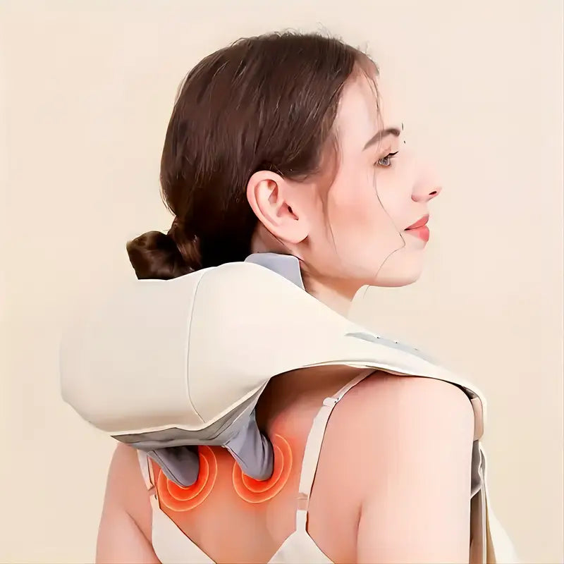 Rechargeable Neck, Shoulder & Full Body Massager with Heat | Shiatsu Deep Tissue Kneading for Pain Relief – Portable, Cordless & Hands-Free