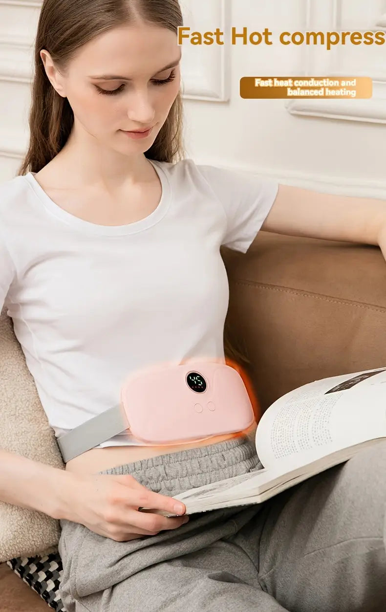 Rechargeable Heating Waist Belt for Period Pain & Body Pain Relief | Smart Warm Palace Belt with Heat & Vibration | Full Body Relaxation Heat Pad for Women