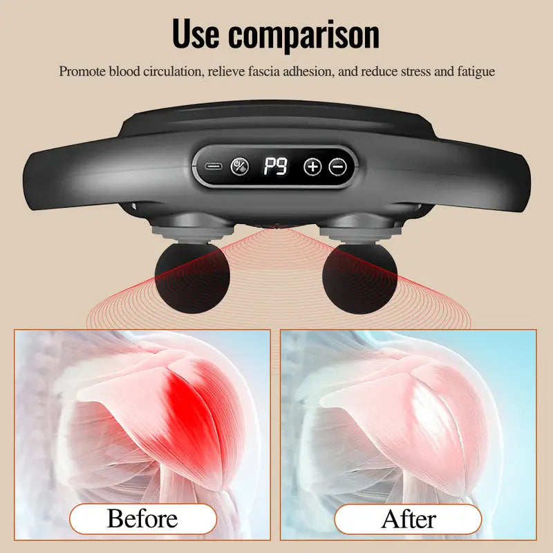 Deep Tissue Massage Gun with 4 Heads – Handheld Electric Massager for Pain Relief & Muscle Recovery – Adjustable Speed, Compact & Portable