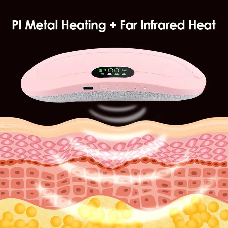 Rechargeable Heating Waist Belt for Period Pain & Body Pain Relief | Smart Warm Palace Belt with Heat & Vibration | Full Body Relaxation Heat Pad for Women