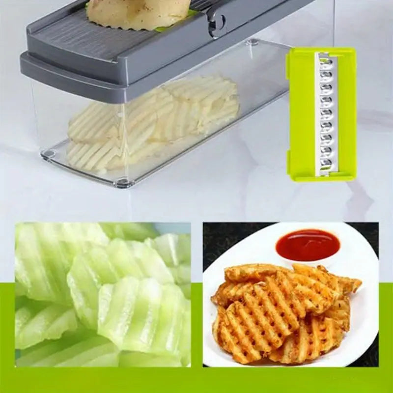 SliceMate 14-in-1 Jumbo Vegetable Cutter & Slicer | Manual Grater, Dicer, Chopper, Peeler – Multipurpose Kitchen Tool