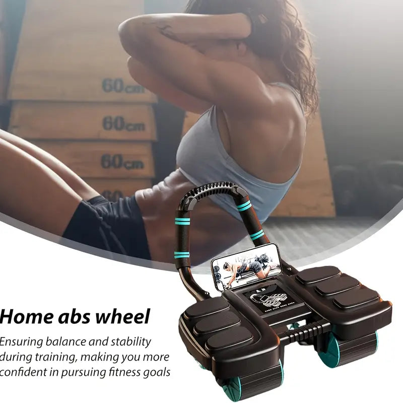 Automatic Rebound Abdominal Wheel with Elbow Support & 4 Silent Rollers – Core Strength Trainer for Plank & Ab Workouts – Heavy-Duty Fitness Equipment