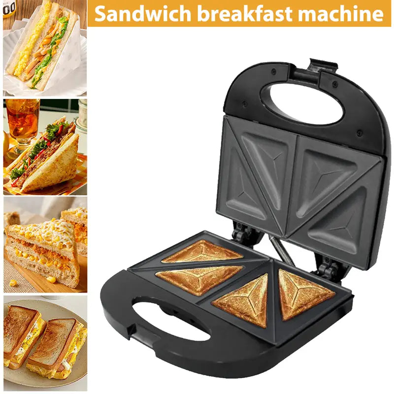 Non-Stick Sandwich Maker with Indicator Lights | Easy-to-Use & Easy-to-Clean | Cool-Touch Handle | Low-Fat Cooking