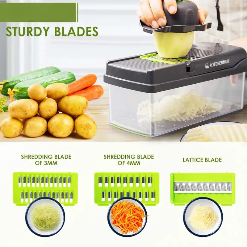 SliceMate 14-in-1 Jumbo Vegetable Cutter & Slicer | Manual Grater, Dicer, Chopper, Peeler – Multipurpose Kitchen Tool