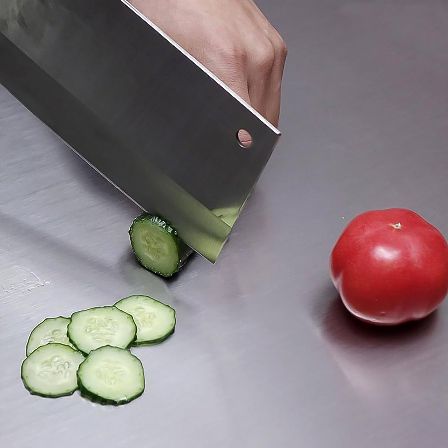 Premium Stainless Steel Anti-Bacterial Chopping Board | Rust-Resistant & Hygienic Cutting Surface | Heavy-Duty Kitchen Board with Bent Edge
