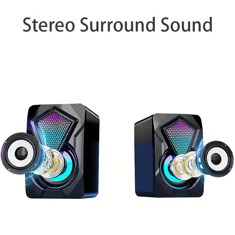RGB Desktop Speakers – Plug & Play USB Powered Wired PC Speakers with Colorful Breathing Light