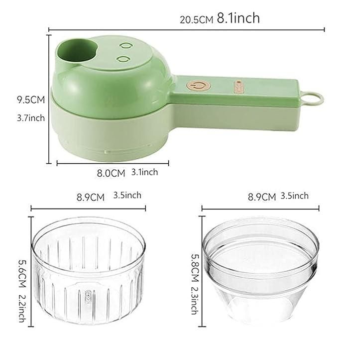 4-in-1 Electric Vegetable Cutter & Chopper Set | Handheld Multifunction Food Slicer, Garlic Masher, Fruit & Veg Chopper with One-Touch Cleaning