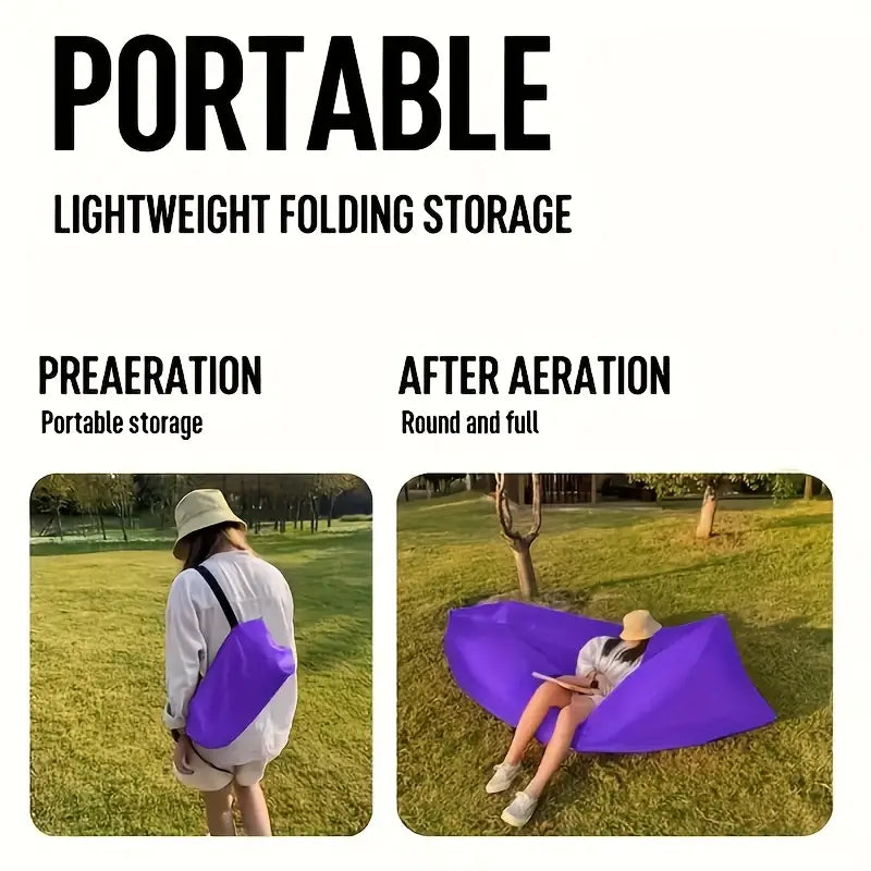 Camping Inflatable Lounger Sofa – Lightweight, Durable, Easy 10-Second Inflation | Portable Air Sofa with Headrest Support | Indoor & Outdoor Relaxation