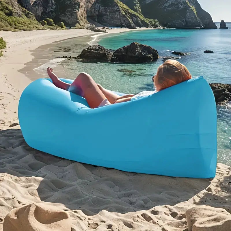 Camping Inflatable Lounger Sofa – Lightweight, Durable, Easy 10-Second Inflation | Portable Air Sofa with Headrest Support | Indoor & Outdoor Relaxation