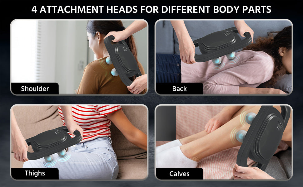 Deep Tissue Massage Gun with 4 Heads – Handheld Electric Massager for Pain Relief & Muscle Recovery – Adjustable Speed, Compact & Portable