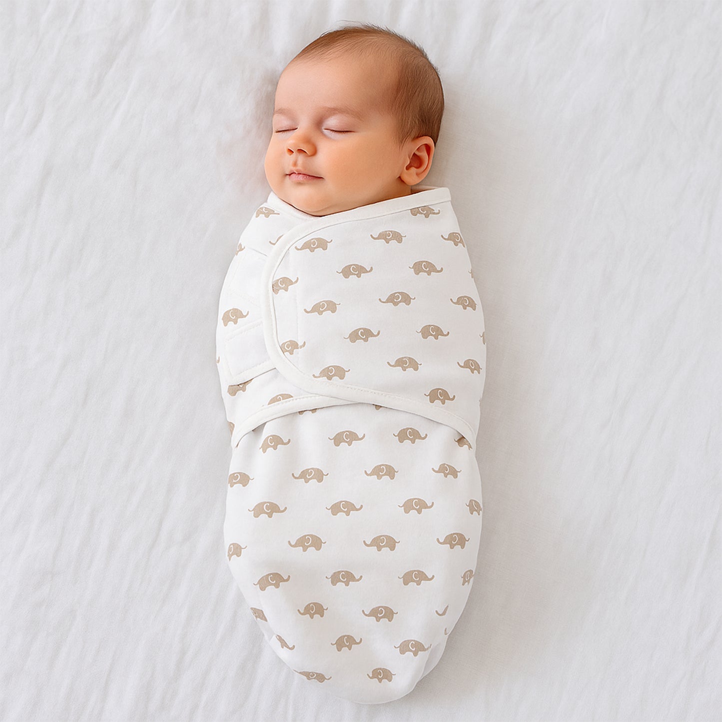 Soft Cotton Adjustable Baby Swaddle Wrap for Newborns – Breathable Infant Sleeping Blanket with Secure Velcro Wings | Adorable Animal Print | Reusable & Machine Washable | 0–3 Months