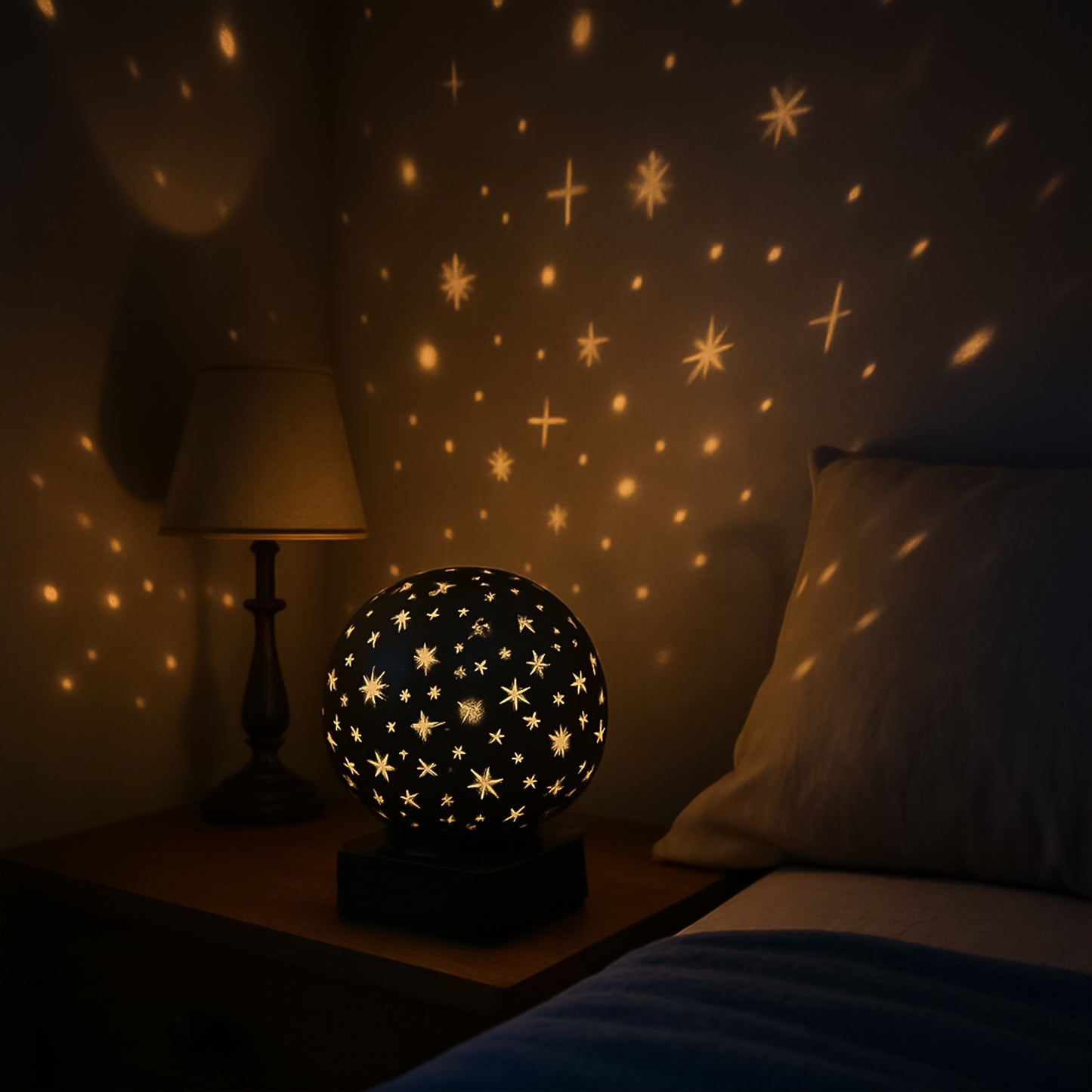Starry Sky LED Projector Night Lamp – Battery & Galaxy Lamp with Star and Moon Patterns | Perfect for Bedrooms, Kids’ Rooms, Parties, and Gifts