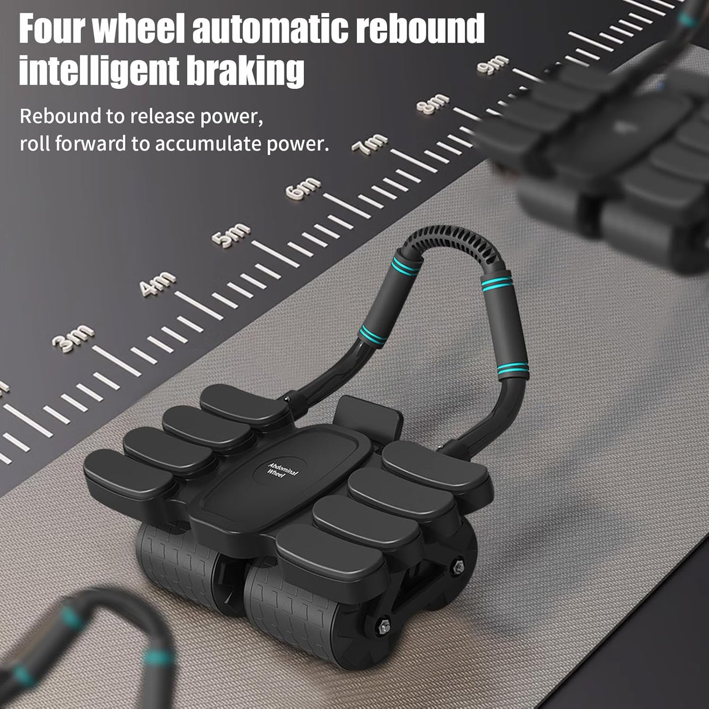 Automatic Rebound Abdominal Wheel with Elbow Support & 4 Silent Rollers – Core Strength Trainer for Plank & Ab Workouts – Heavy-Duty Fitness Equipment