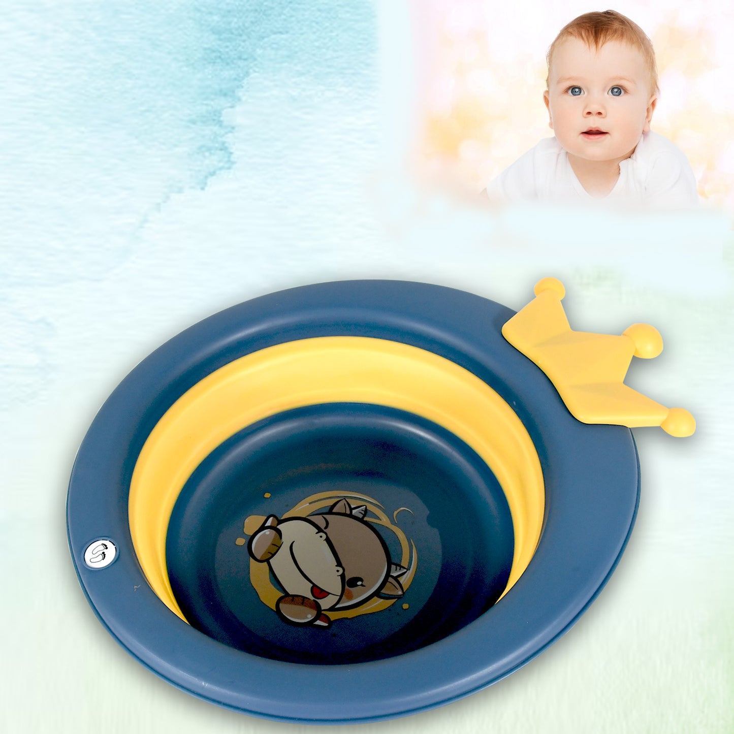 Cartoon Shape Foldable Baby Wash Basin – Space-Saving, Multi-Function, Lightweight & Durable | Easy-Clean, Thickened Plastic