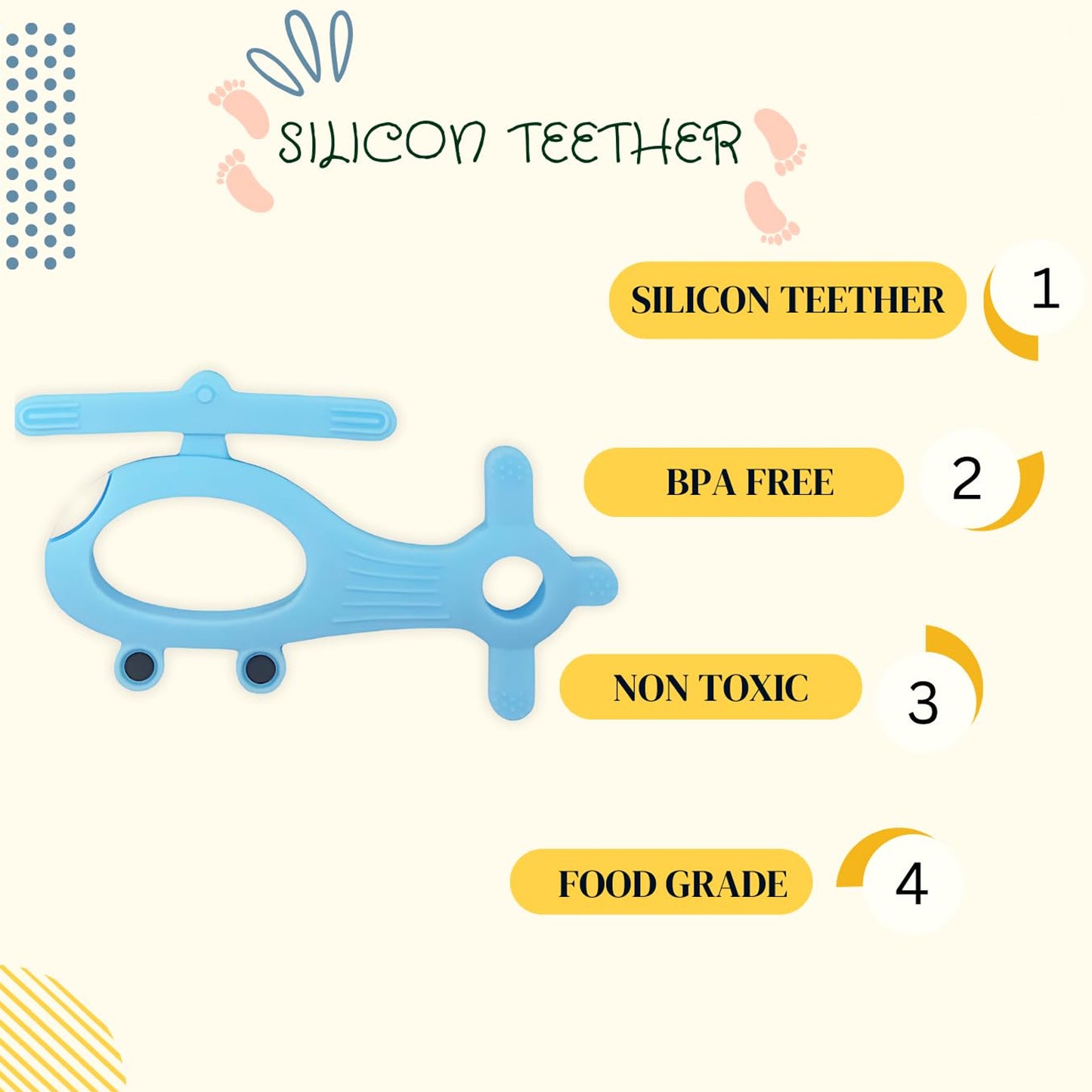 HeliChew Silicone Teether – Soothing Helicopter-Shaped Toy for Babies