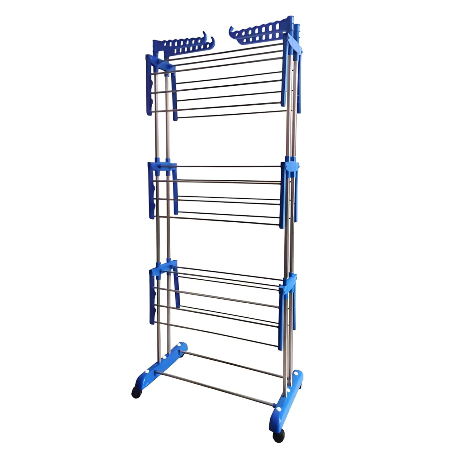 Foldable Heavy-Duty Stainless Steel Clothes Drying Rack with Wheels & Side Arms – Adjustable Indoor/Outdoor Laundry Stand | Space-Saving Organizer