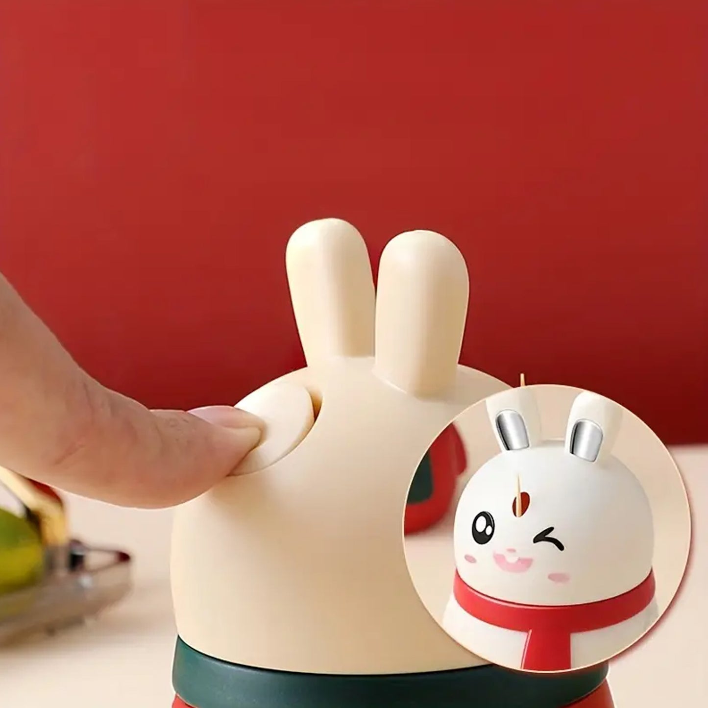 BunnyPop Toothpick Holder | Cute Rabbit-Shaped Toothpick Dispenser with Push-Press Pop-Up Design | Durable PP Material | Tabletop Decor & Dining Accessory