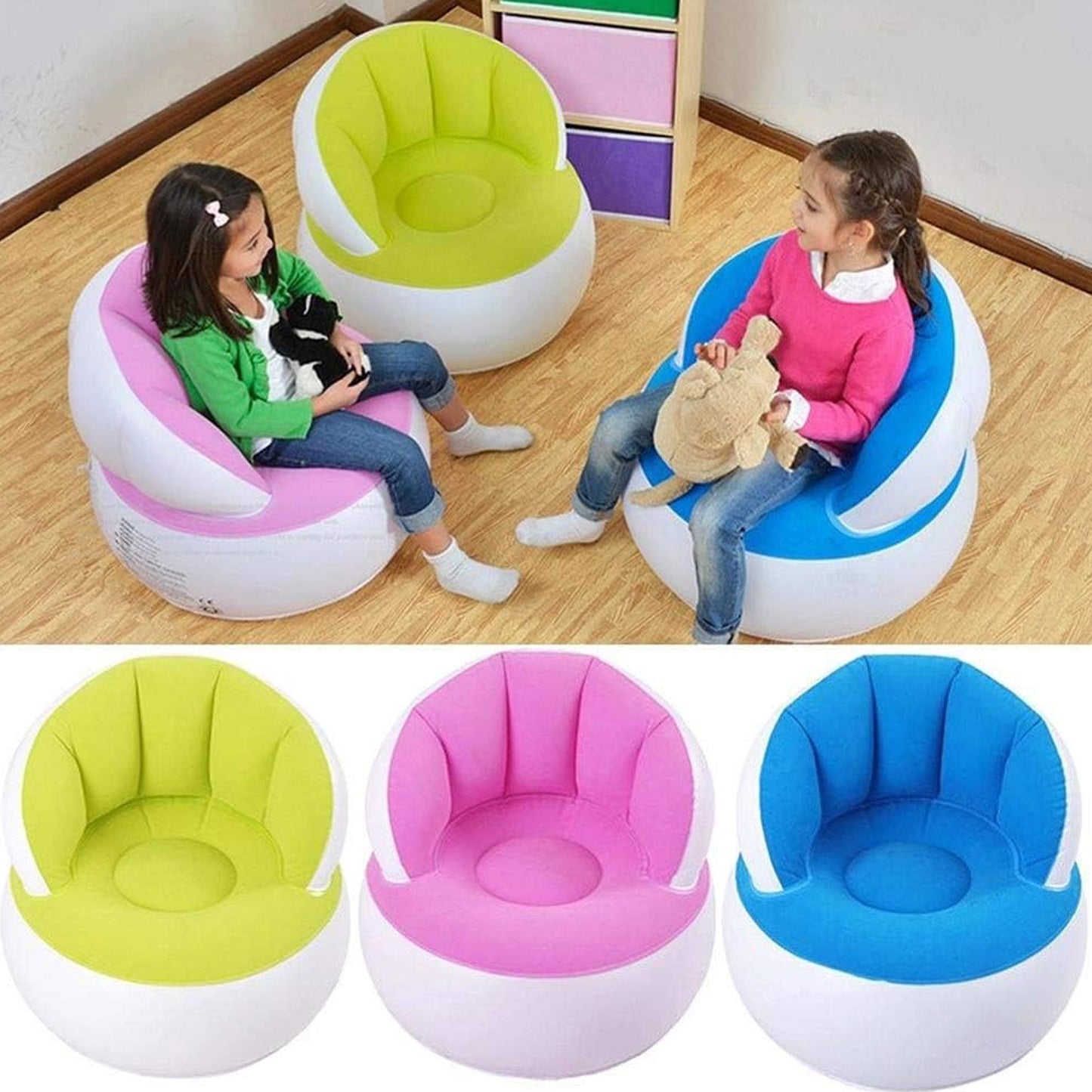 Kids Toy Inflatable Sofa Chair with Backrest – Soft Finger Sofa for Kids | Includes Foot Air Pump with Hose