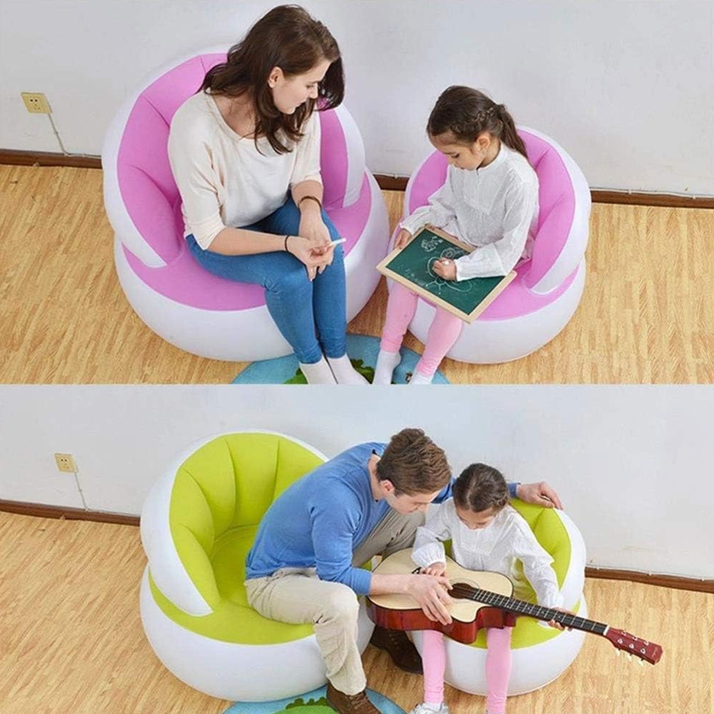 Kids Toy Inflatable Sofa Chair with Backrest – Soft Finger Sofa for Kids | Includes Foot Air Pump with Hose