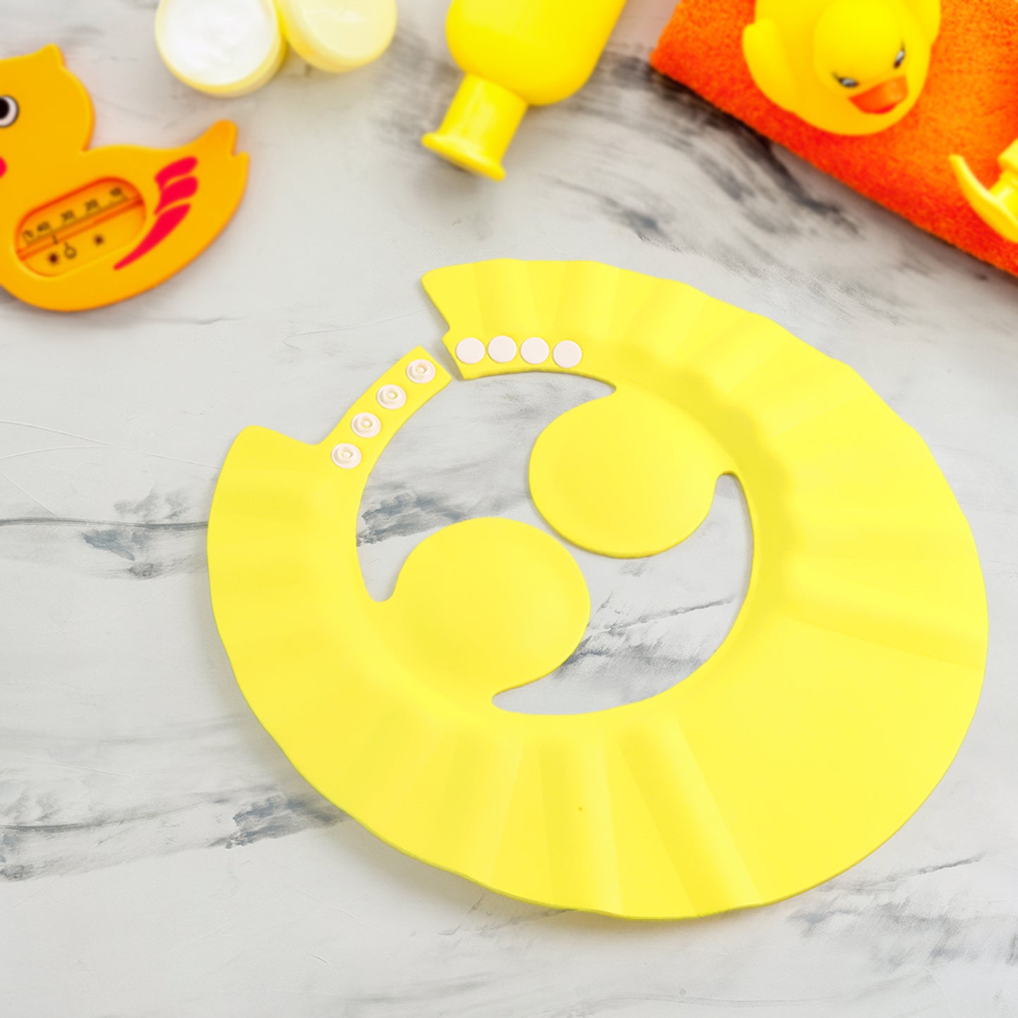 Adjustable Baby Shower Cap with Ear Protection – Tear-Free Bathing Shield Hat for Kids | Waterproof EVA Foam Shampoo Visor with Snap Buttons