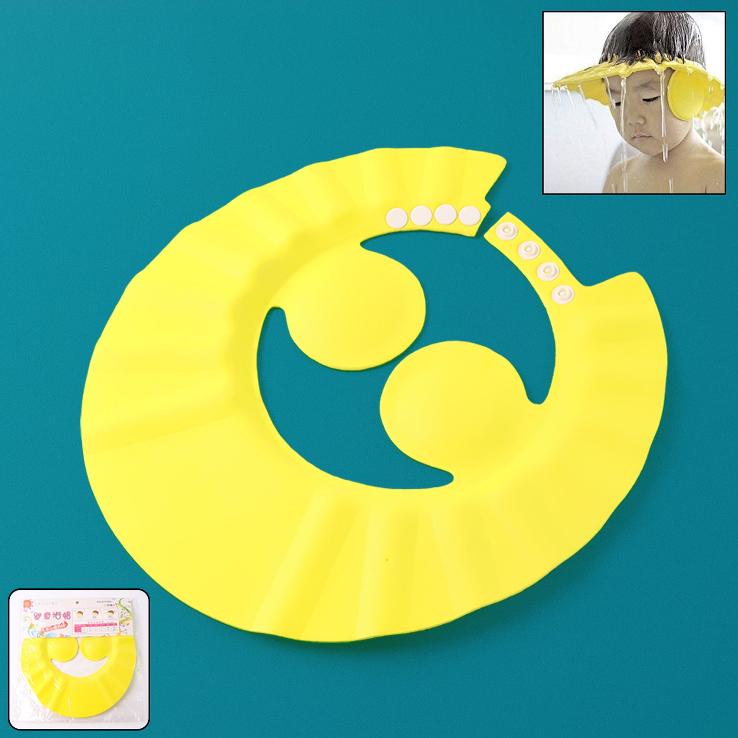 Adjustable Baby Shower Cap with Ear Protection – Tear-Free Bathing Shield Hat for Kids | Waterproof EVA Foam Shampoo Visor with Snap Buttons