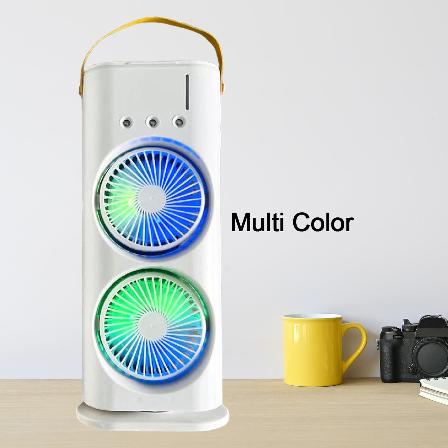 Double Ended Spray Fan with Remote | 3-Speed High-Wind Cooling Fan with Triple Mist Spray & Dual Motors | USB Rechargeable Desktop Air Cooler for Home, Office, Bedroom
