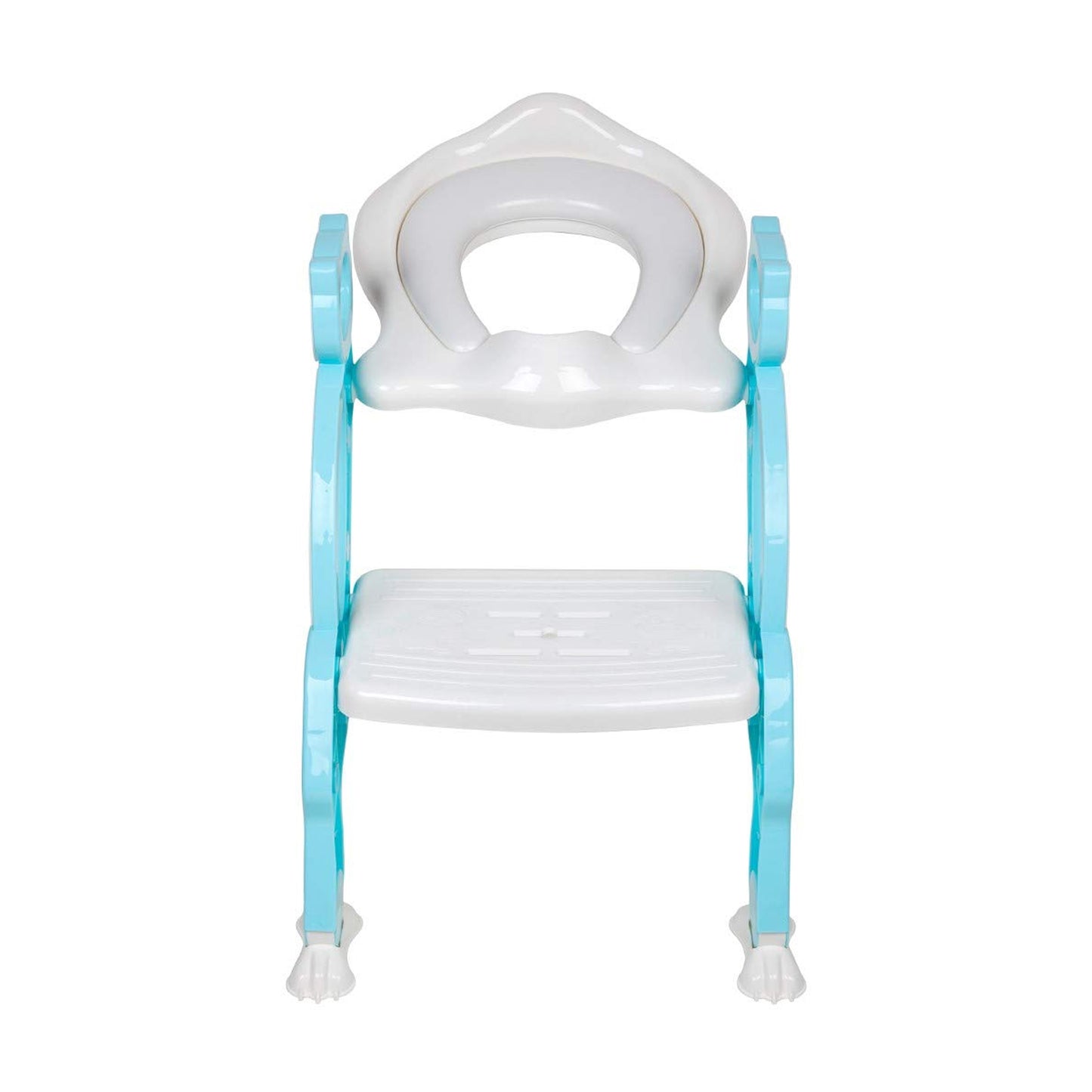 2-in-1 Potty Training Toilet Seat with Step Stool Ladder – Foldable Toddler Toilet Chair with Soft Cushion, Non-Slip Wide Step & Safety Handrails