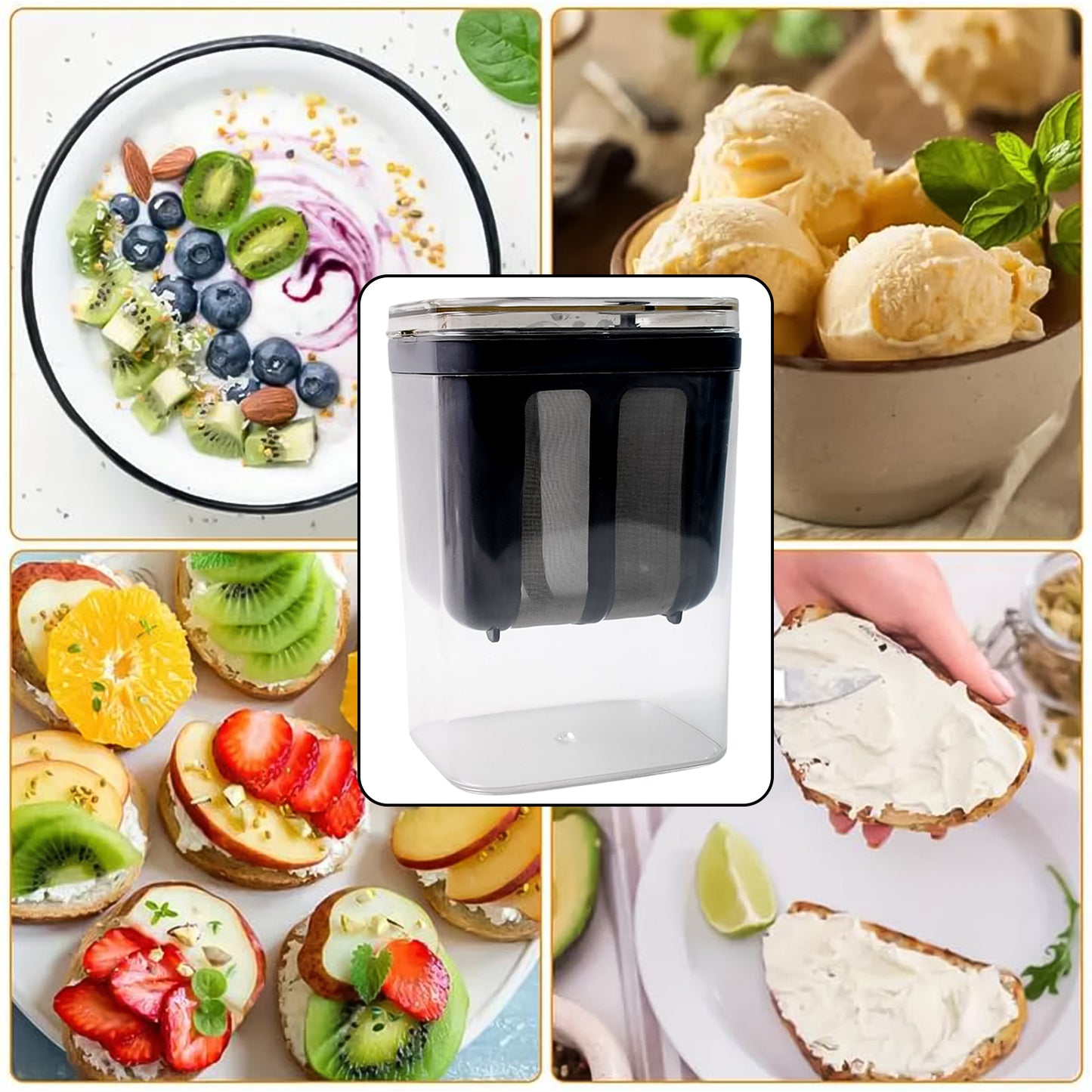 2-in-1 Yogurt Strainer with Storage Container (1100 ml) | Stainless Steel Mesh & Food-Grade Plastic | For Hung Curd, Greek Yogurt, Cheese & More