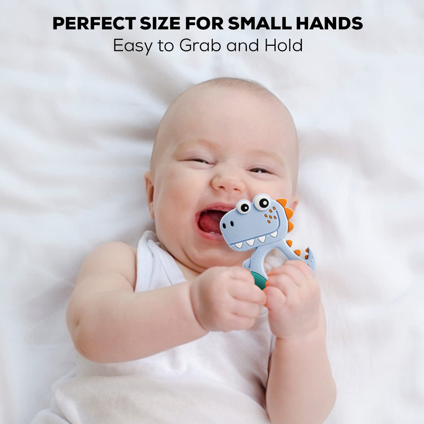DinoBite Soft Grip Silicone Baby Teether – BPA-Free, Soothing for 6–12 Months