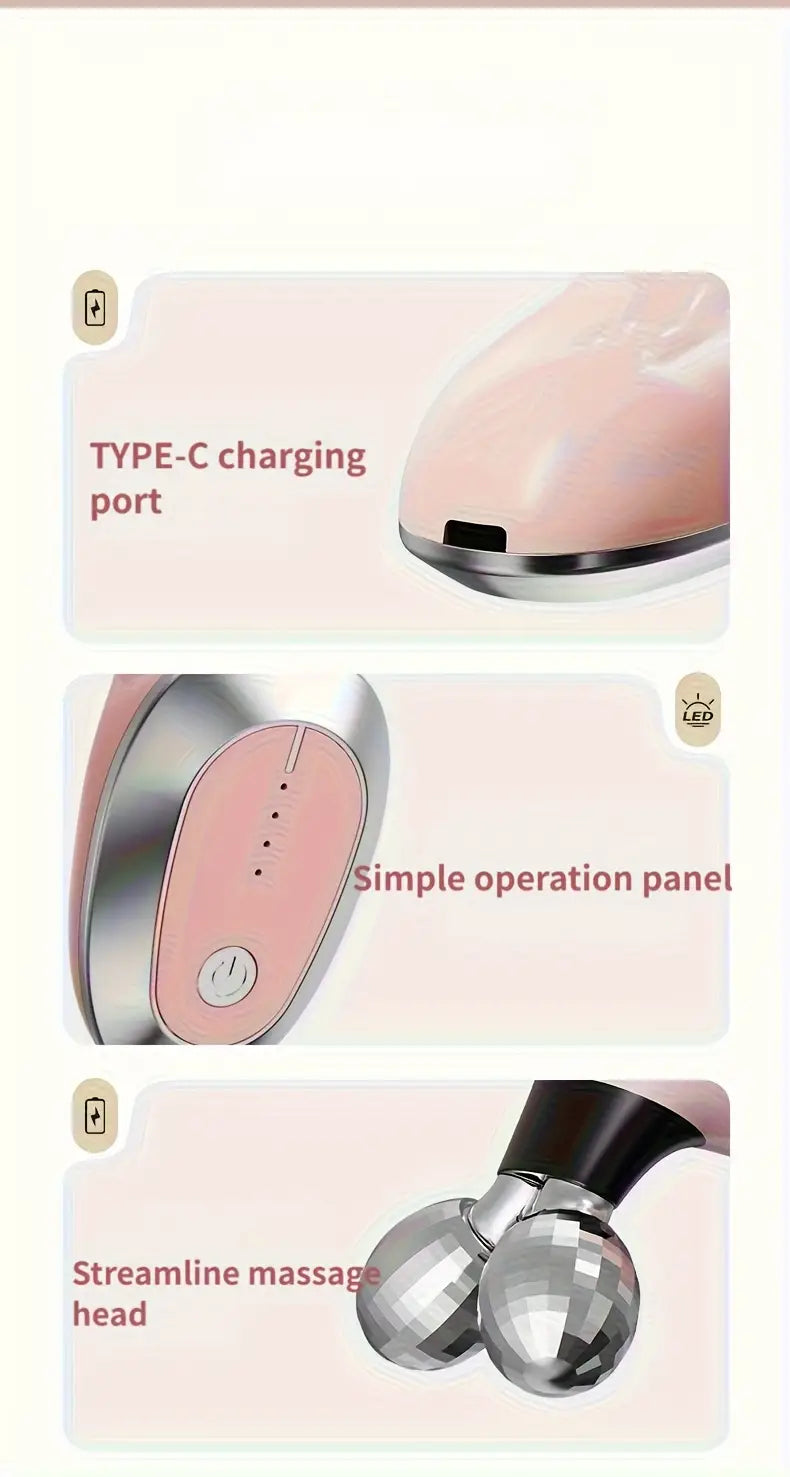 Microcurrent Facial Device – 360° Face Massager Roller for Wrinkle Reduction, Skin Tightening & Lifting | Face Sculpting Tool for Women & Men – EMS Technology