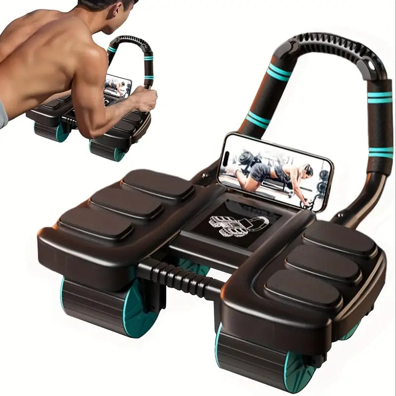 Automatic Rebound Abdominal Wheel with Elbow Support & 4 Silent Rollers – Core Strength Trainer for Plank & Ab Workouts – Heavy-Duty Fitness Equipment