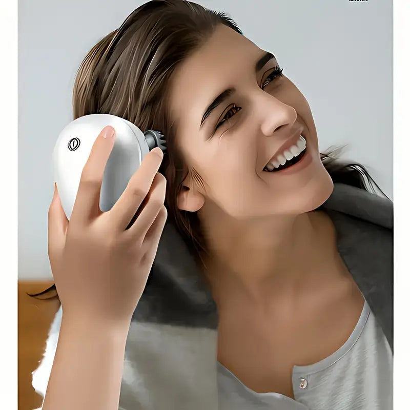 Smart Electric Scalp & Body Massager – Handheld Vibration Tool with 4 Detachable Heads | USB Rechargeable, Waterproof, Full Body Relaxation