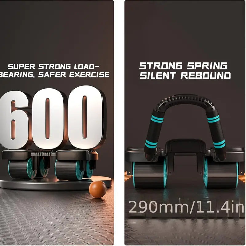 Automatic Rebound Abdominal Wheel with Elbow Support & 4 Silent Rollers – Core Strength Trainer for Plank & Ab Workouts – Heavy-Duty Fitness Equipment