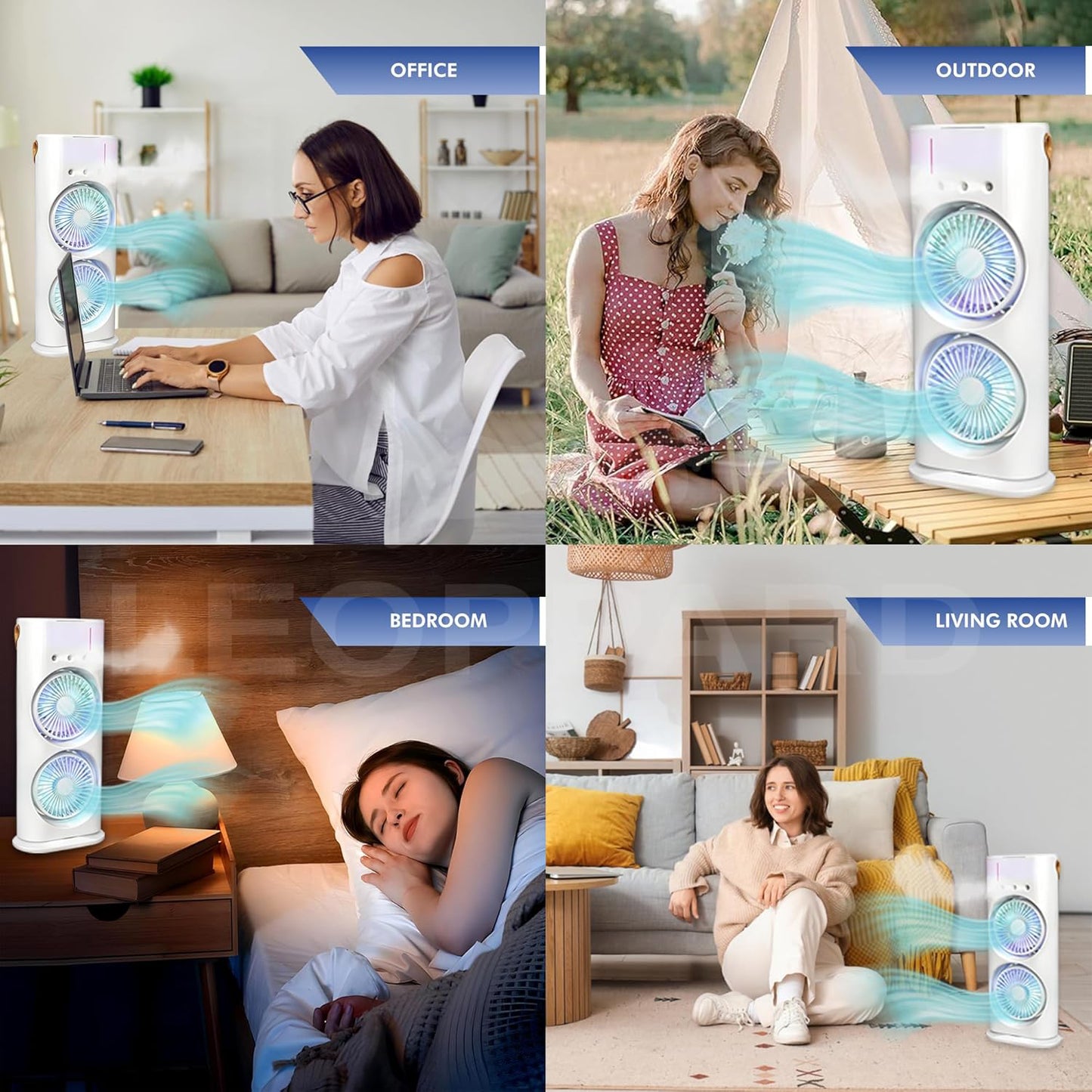 Double Ended Spray Fan with Remote | 3-Speed High-Wind Cooling Fan with Triple Mist Spray & Dual Motors | USB Rechargeable Desktop Air Cooler for Home, Office, Bedroom