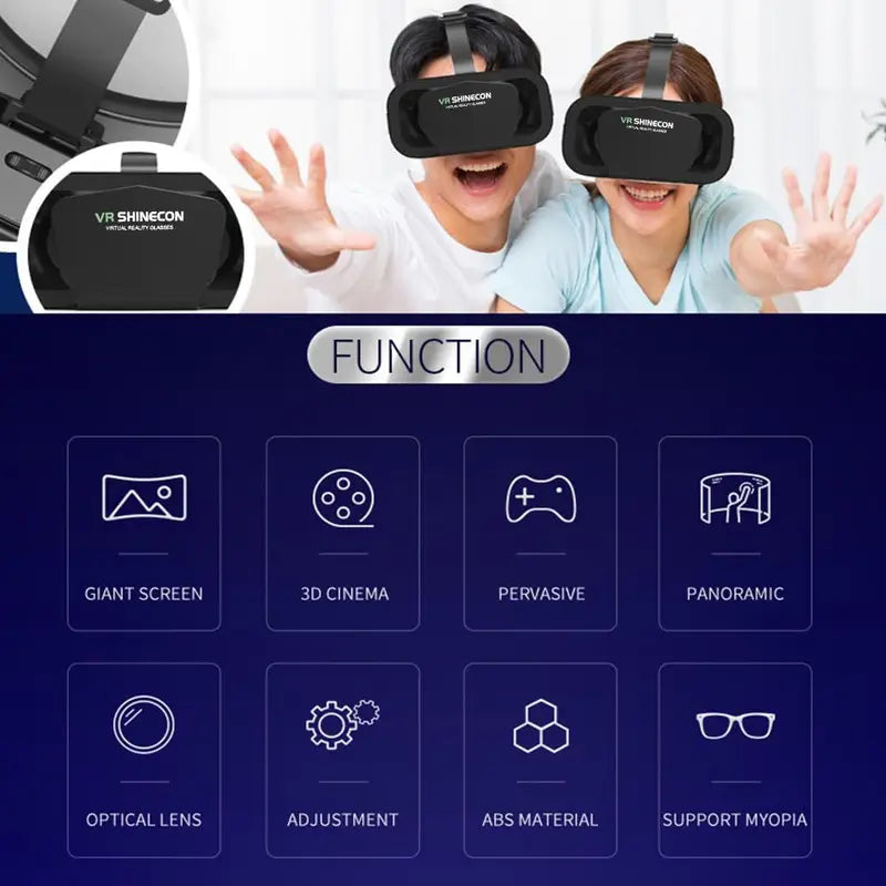 3D VR Headset Compatible with iPhone & Android – Virtual Reality Goggles for 3D Movies, Video Games & Immersive VR Experiences