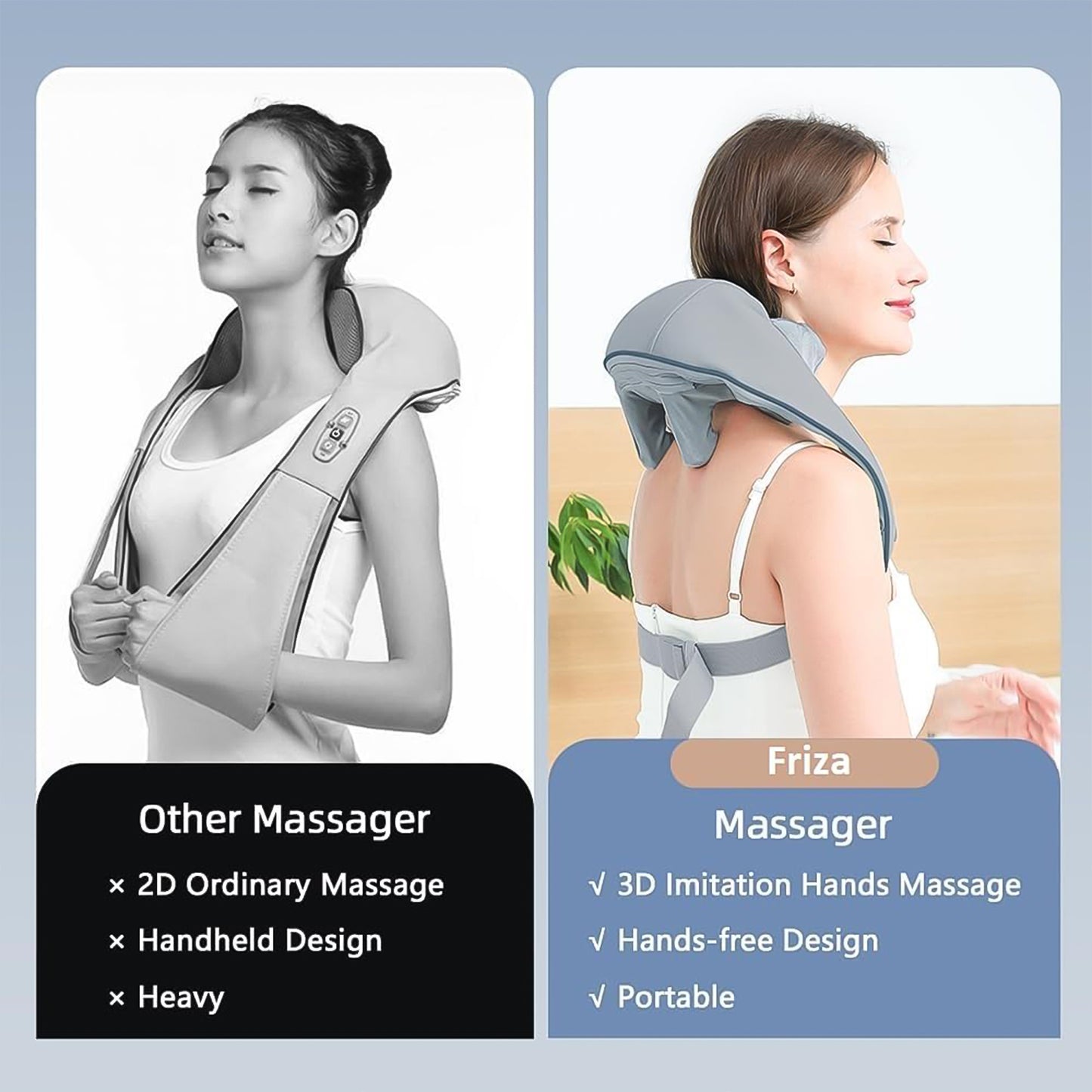 Rechargeable Neck, Shoulder & Full Body Massager with Heat | Shiatsu Deep Tissue Kneading for Pain Relief – Portable, Cordless & Hands-Free