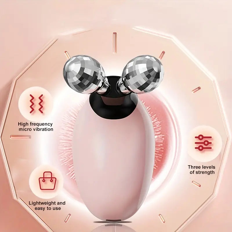 Microcurrent Facial Device – 360° Face Massager Roller for Wrinkle Reduction, Skin Tightening & Lifting | Face Sculpting Tool for Women & Men – EMS Technology