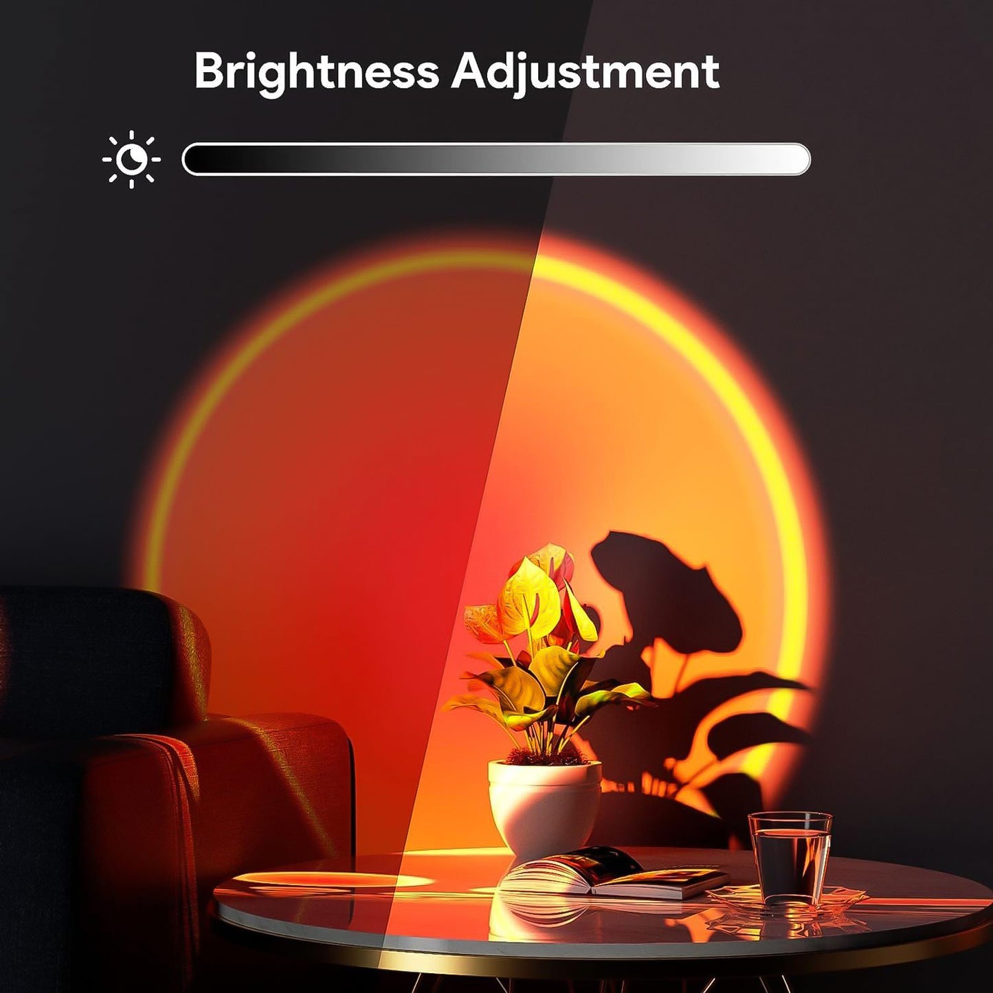 4 Colors Sunset Lamp | LED Projection Night Light with 360° Rotation & Adjustable Height | Sunset/Sunlight/Sunset-Red/Rainbow | USB Powered Room Decor Light for Photography, Bedroom, Gifts