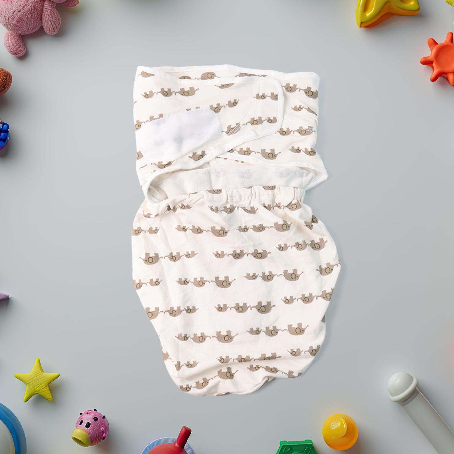 Soft Cotton Adjustable Baby Swaddle Wrap for Newborns – Breathable Infant Sleeping Blanket with Secure Velcro Wings | Adorable Animal Print | Reusable & Machine Washable | 0–3 Months