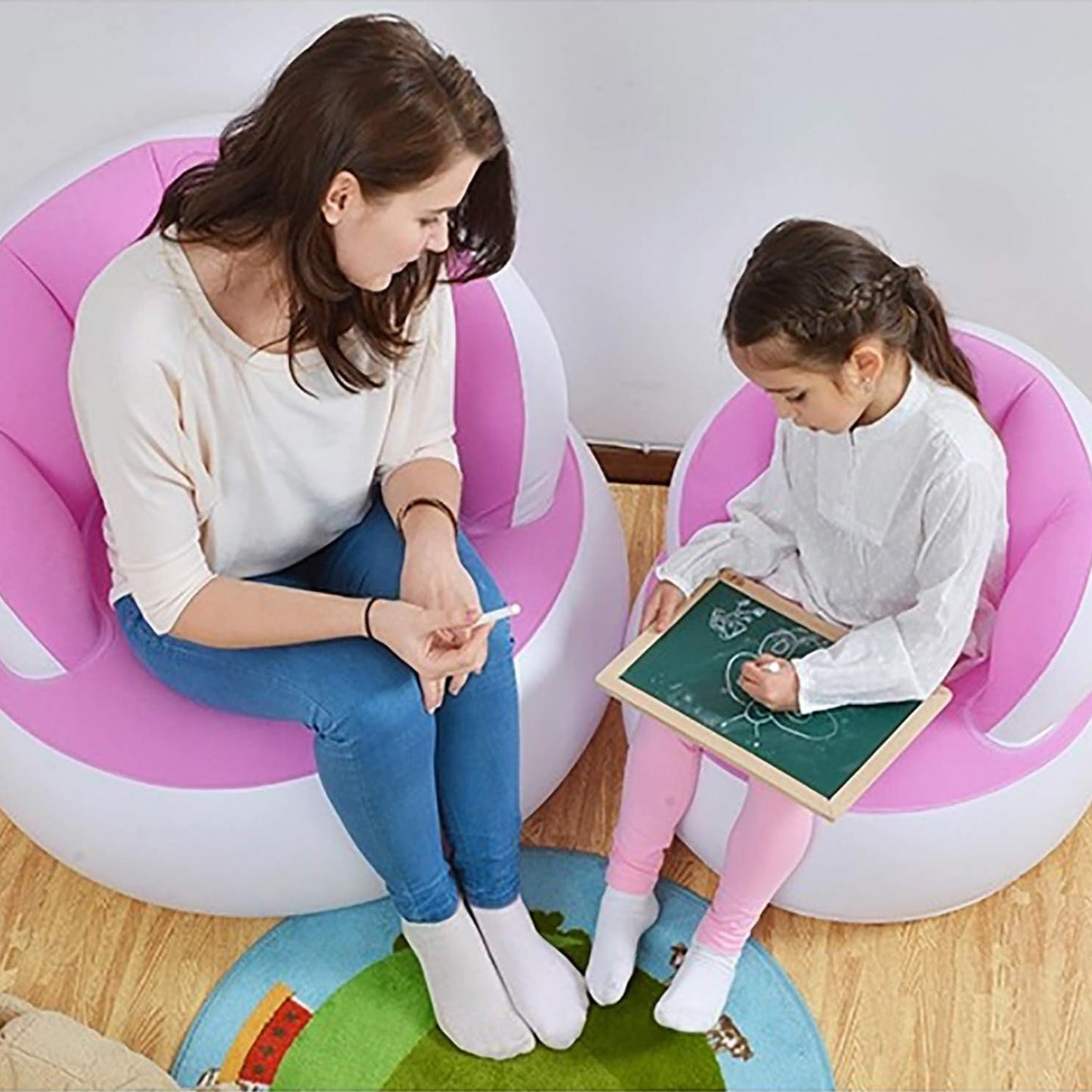 Kids Toy Inflatable Sofa Chair with Backrest – Soft Finger Sofa for Kids | Includes Foot Air Pump with Hose