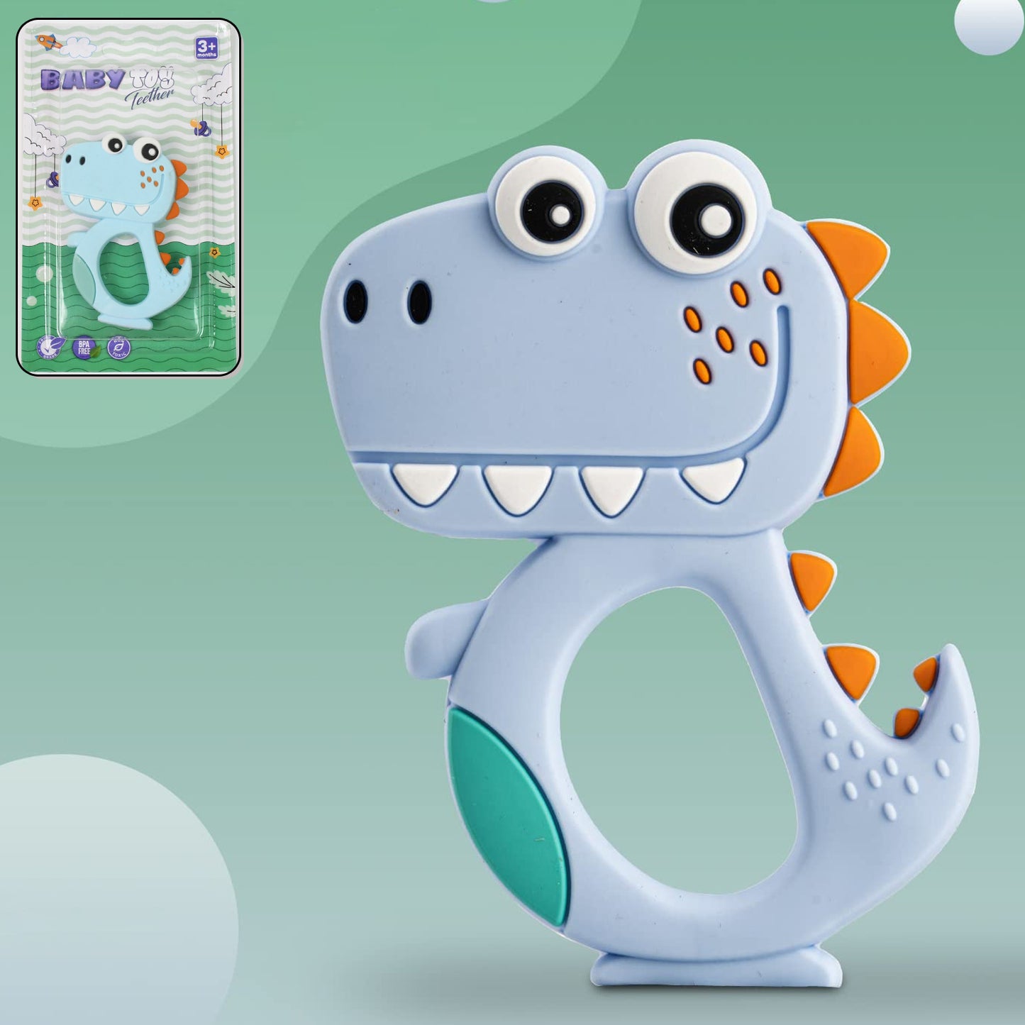DinoBite Soft Grip Silicone Baby Teether – BPA-Free, Soothing for 6–12 Months