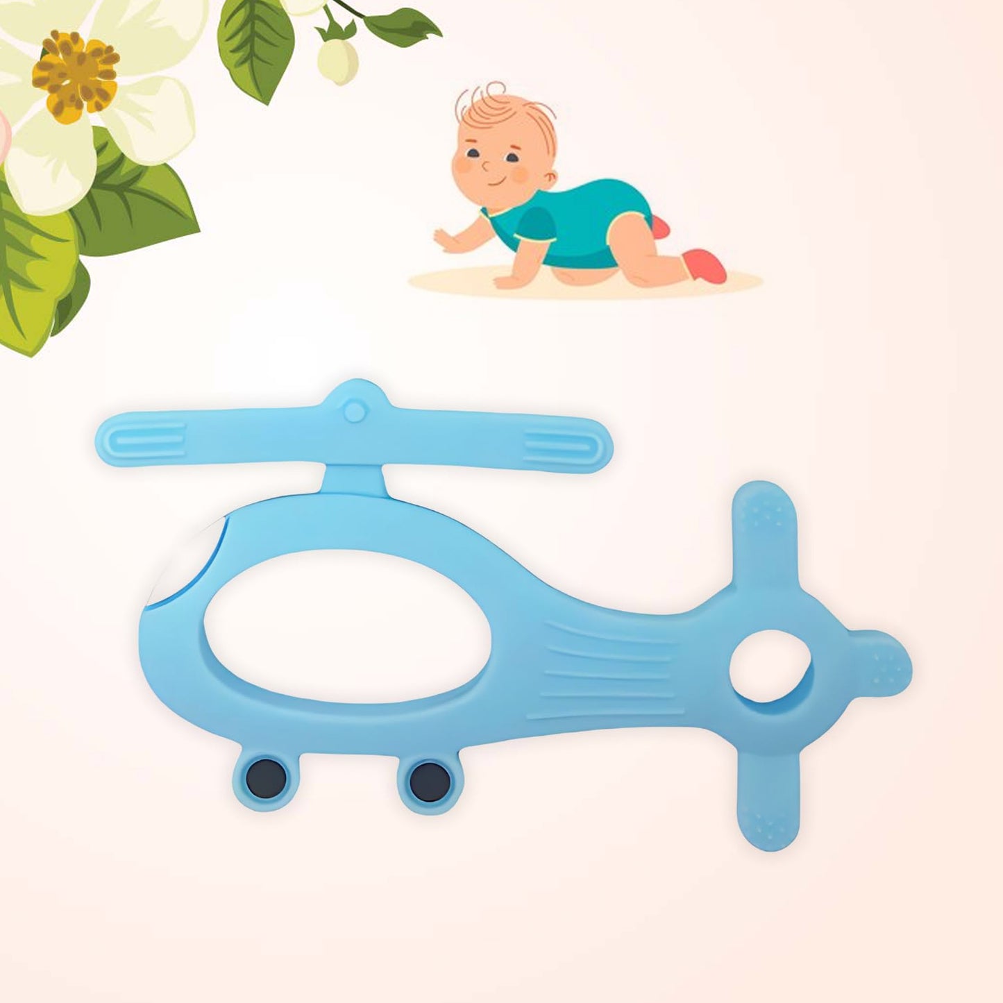 HeliChew Silicone Teether – Soothing Helicopter-Shaped Toy for Babies