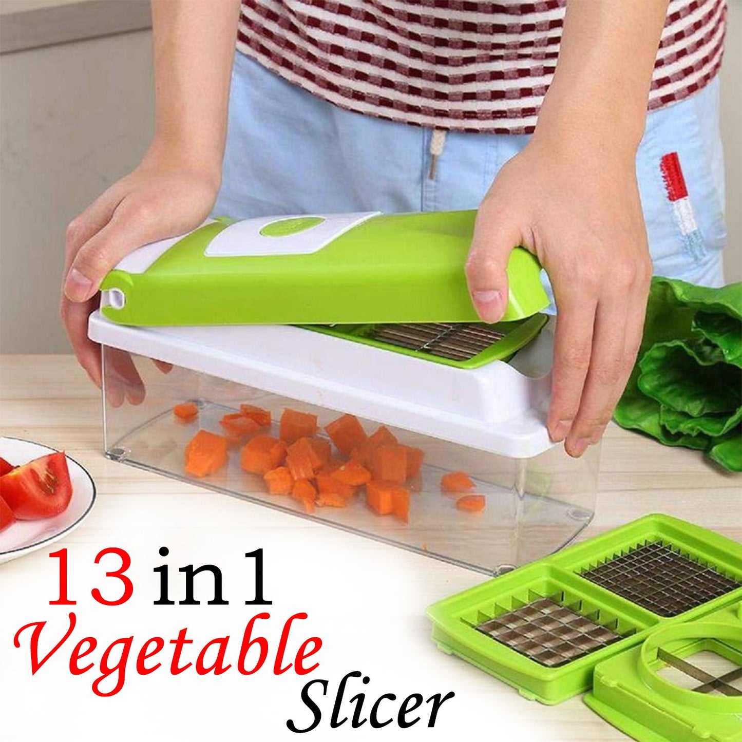 SliceMate 14-in-1 Jumbo Vegetable Cutter & Slicer | Manual Grater, Dicer, Chopper, Peeler – Multipurpose Kitchen Tool