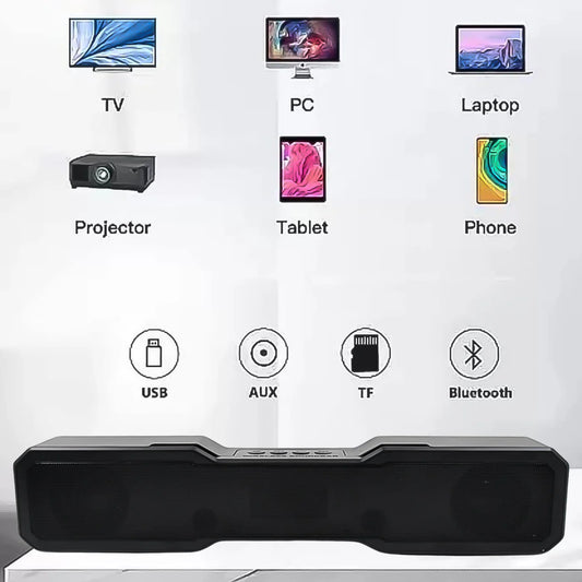 3D Sound Portable Bluetooth Wireless Speaker | 10W Super Bass Audio System with FM/USB/AUX/SD Card Support | Mini Home Theatre for Indoor & Outdoor Use