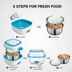 Electric Lunch Box 220V | Portable Food Warmer with Stainless Steel Container | Fast Heating | For Office, Home, Car & Truck