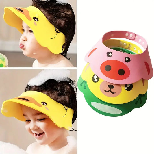 BunnySplash Adjustable Baby Shower Cap – Soft, Tear-Free Hat with Ear & Eye Protection | Cute Bunny Ear Design for Bathing, Haircuts & Sunshade