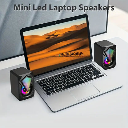 RGB Desktop Speakers – Plug & Play USB Powered Wired PC Speakers with Colorful Breathing Light