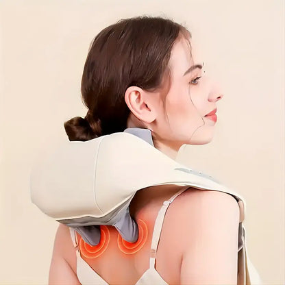 Rechargeable Neck, Shoulder & Full Body Massager with Heat | Shiatsu Deep Tissue Kneading for Pain Relief – Portable, Cordless & Hands-Free