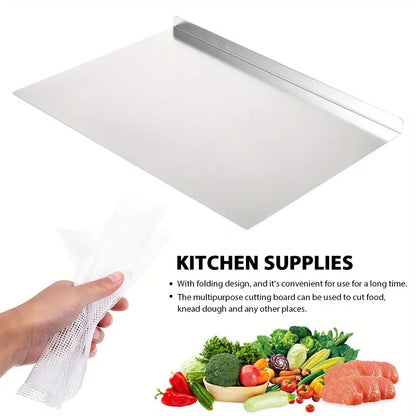 Premium Stainless Steel Anti-Bacterial Chopping Board | Rust-Resistant & Hygienic Cutting Surface | Heavy-Duty Kitchen Board with Bent Edge